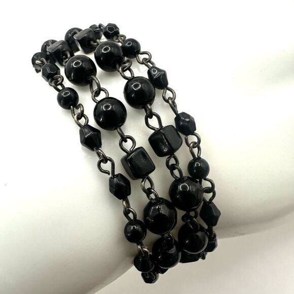 Black beaded multi   strand bracelet - Picture 1 of 5